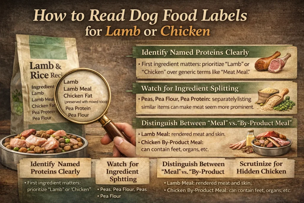 How to Read Dog Food Labels for Lamb or Chicken
