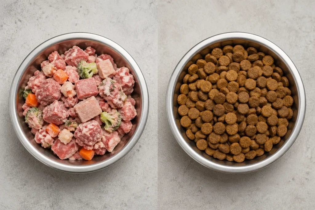 Frozen Raw Dog Food vs Kibble