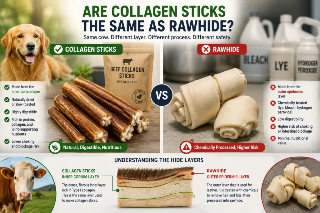 Are Collagen Sticks the Same as Rawhide?