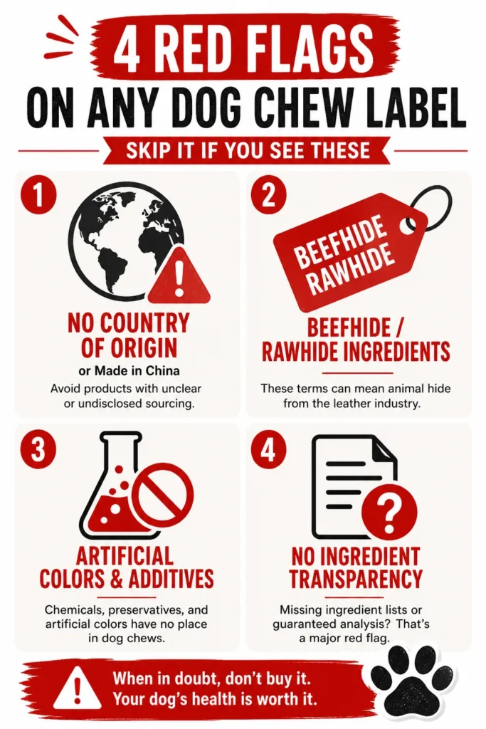 4 Red Flags on Any Dog Chew Label — Skip It If You See These