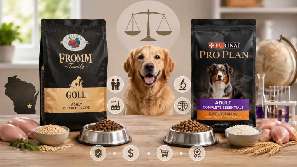 Fromm vs Purina Pro Plan at a Glance