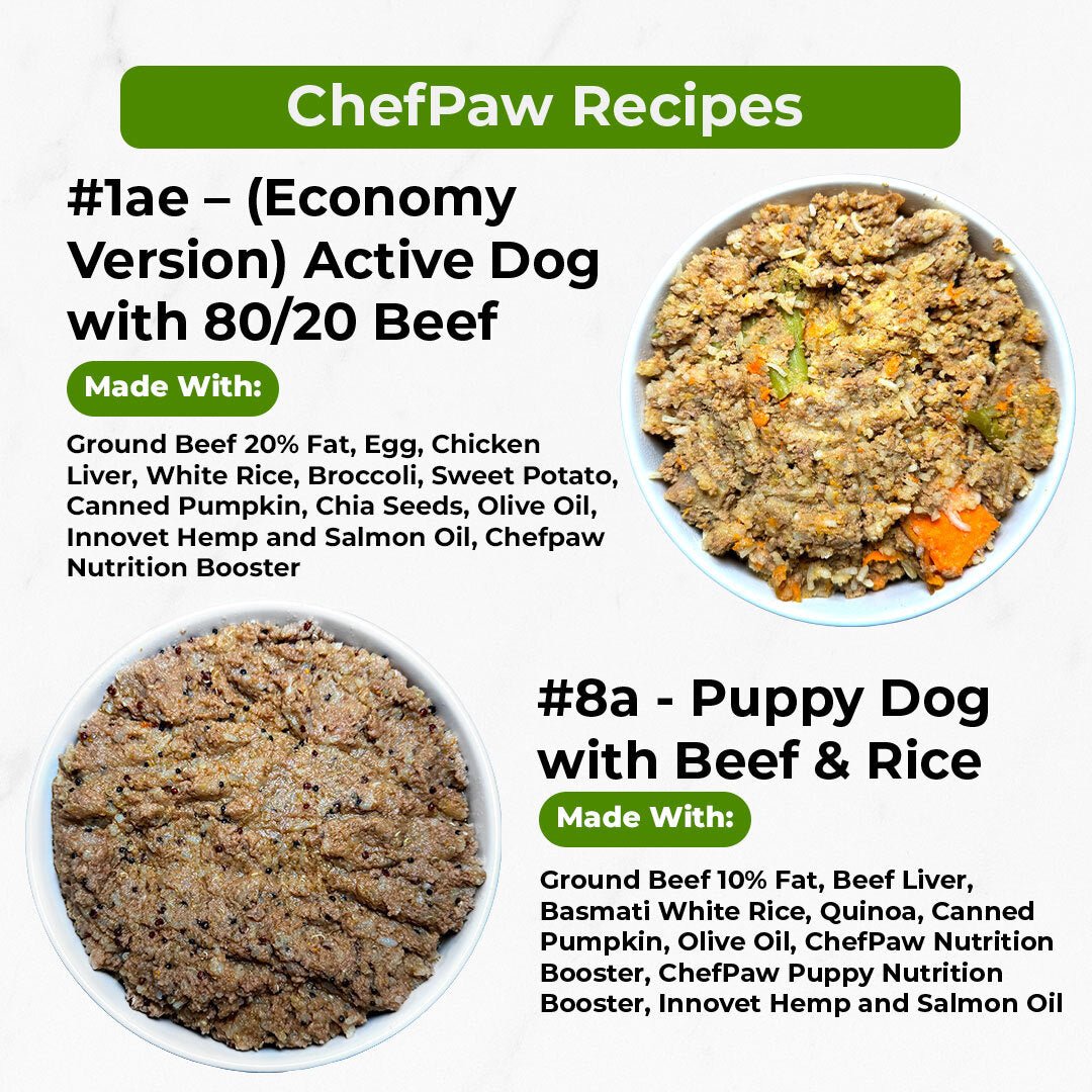 ChefPaw recipes: Liver Support with Low-Fat Cod and Active Dog with Turkey
